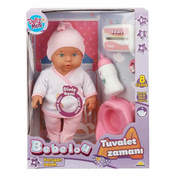 BFS Nessiworld 30011 Bebelou Tuvalet Zamanı Sesli Bebek Seti 35 cm -Sunman