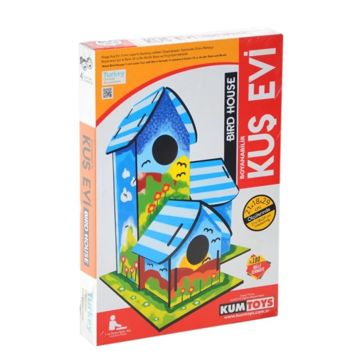BFS Nessiworld 5269 Kumtoys Boyanabilir 3lü Kuş Evi - Bird House