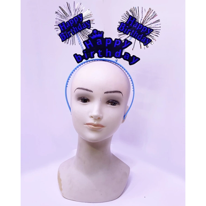 BFS Nessiworld Happy Birthday Yazılı Püsküllü Neon Mavi Renk Doğum Günü Tacı 22x19 cm