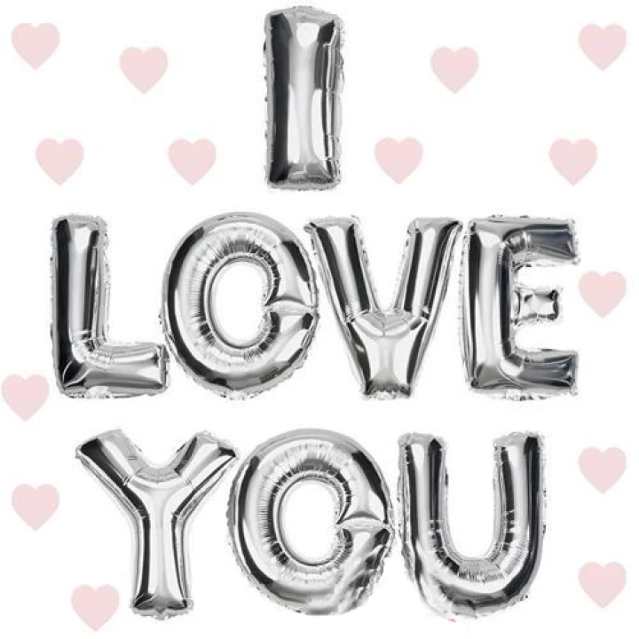 BFS Nessiworld    I Love You Folyo Balon Gümüş Renk 35 CM