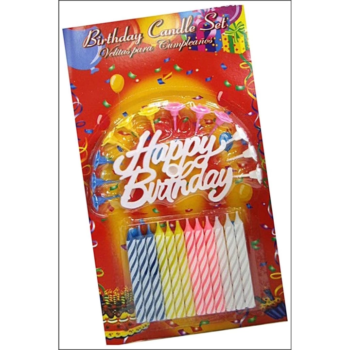 BFS Nessiworld  Rengarenk Mumlu Beyaz Happy Birthday Yazılı Doğum Günü Mumu 12 Adet