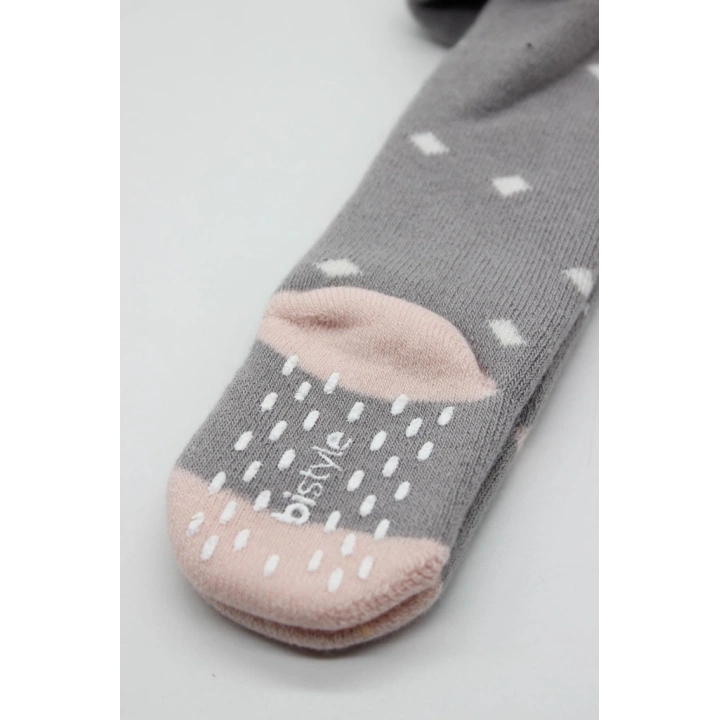 BFS NessiWorld Tekli Puan Kaymaz Havlu Külotlu Çorap BS50502 Gri