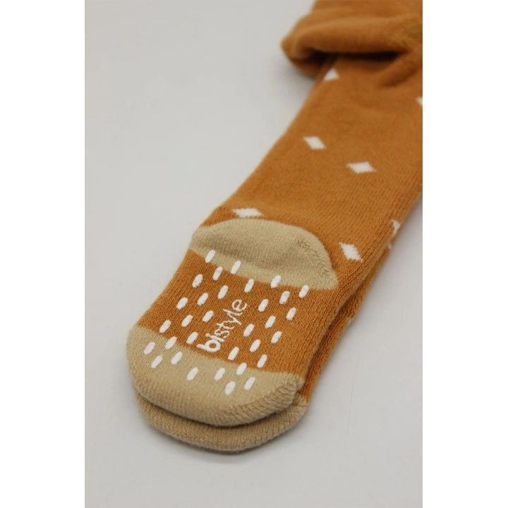 BFS NessiWorld Tekli Puan Kaymaz Havlu Külotlu Çorap BS50502 Hardal