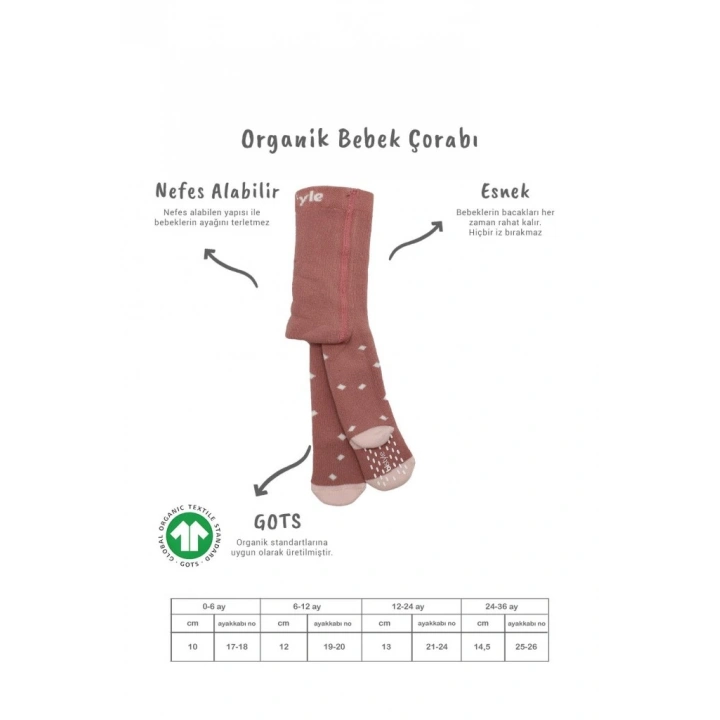 BFS NessiWorld Tekli Puan Kaymaz Havlu Külotlu Çorap BS50502 Pudra