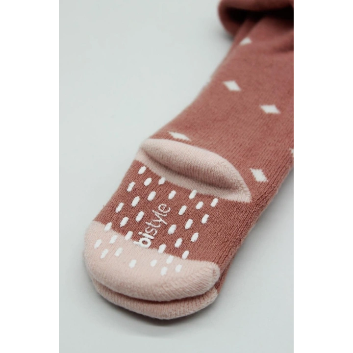 BFS NessiWorld Tekli Puan Kaymaz Havlu Külotlu Çorap BS50502 Pudra