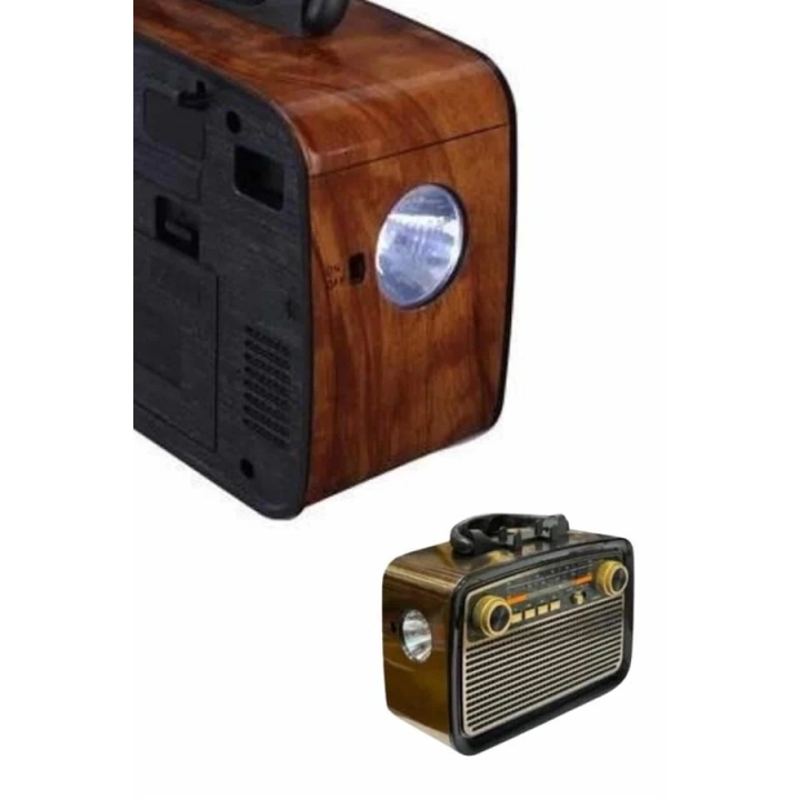 BFS Nostaljik Görünümlü Ahşap Radyo TF SD USB Girişli Led Fener Işıklı