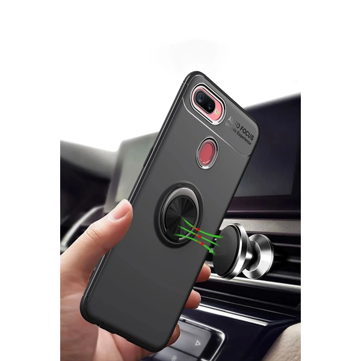 BFS  Oppo A12 Kılıf Range Yüzüklü Silikon - Siyah