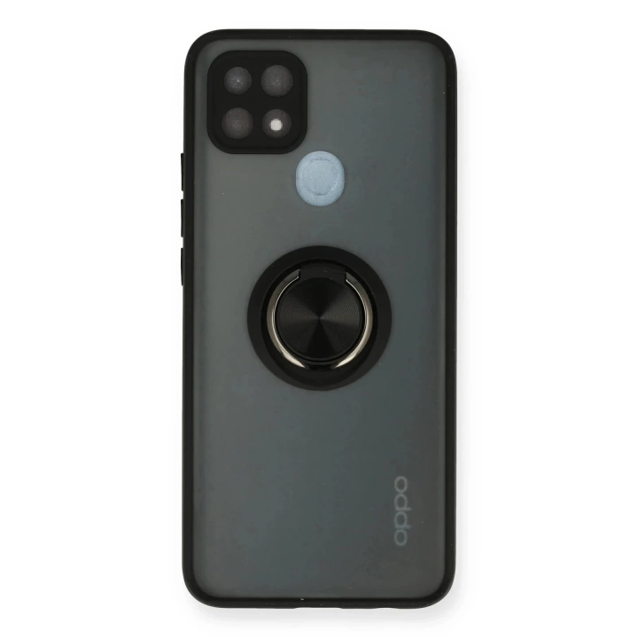 BFS  Oppo A15 Kılıf Montreal Yüzüklü Silikon Kapak - Siyah