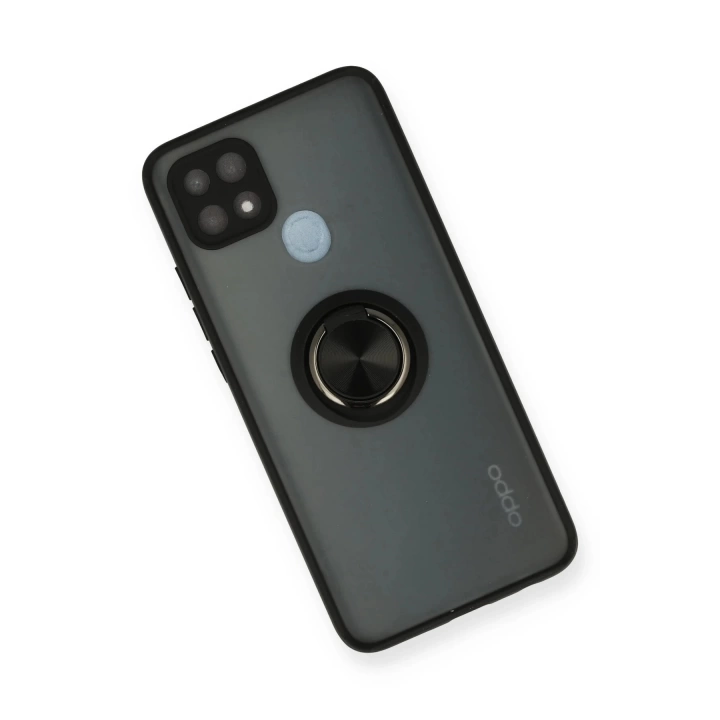 BFS  Oppo A15 Kılıf Montreal Yüzüklü Silikon Kapak - Siyah