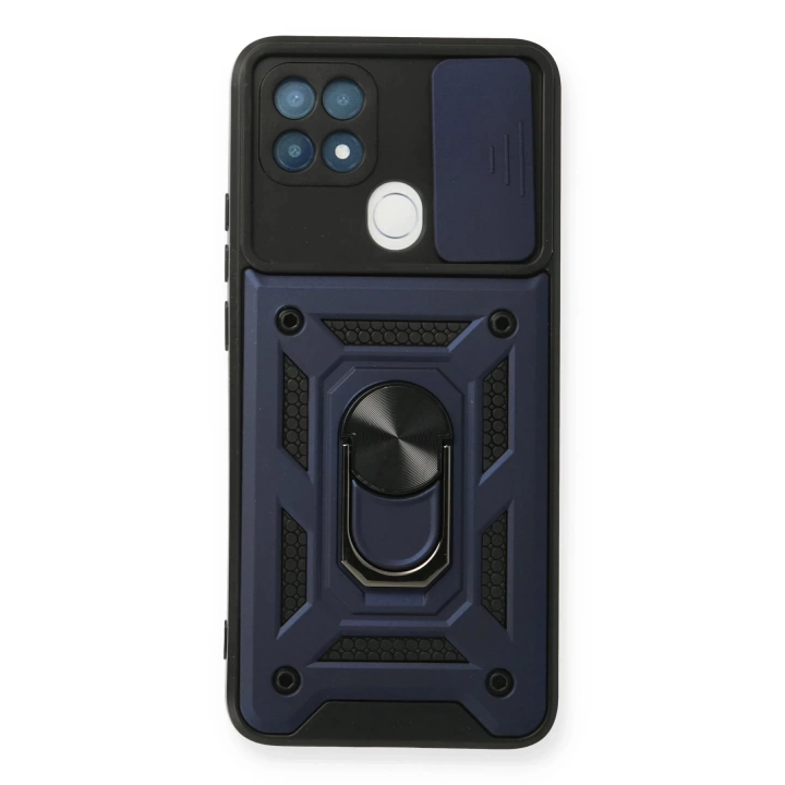 BFS  Oppo A15 Kılıf Pars Lens Yüzüklü Silikon - Lacivert