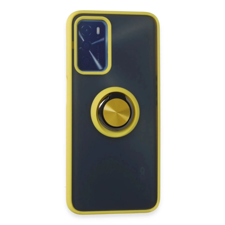BFS  Oppo A16 Kılıf Montreal Yüzüklü Silikon Kapak - Sarı