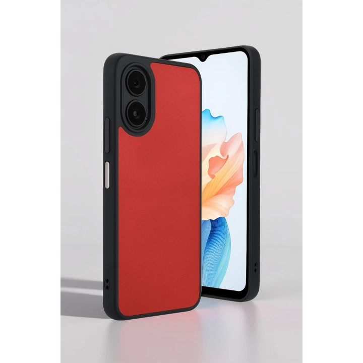 BFS  Oppo A38 Kılıf Aras Deri Kapak - Kırmızı