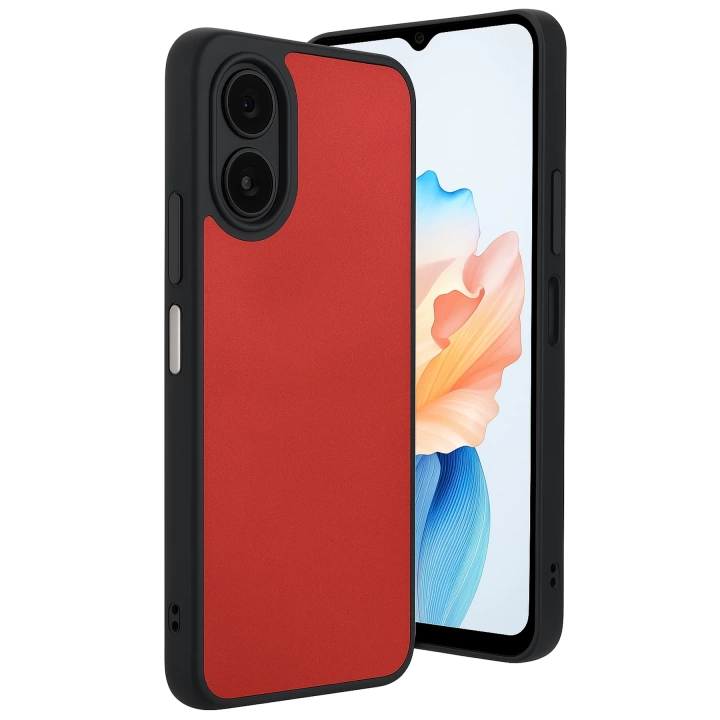 BFS  Oppo A38 Kılıf Aras Deri Kapak - Kırmızı