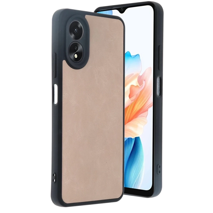 BFS  Oppo A38 Kılıf Aras Deri Kapak - Pudra