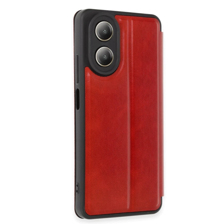 BFS  Oppo A38 Kılıf Flip Cover - Kırmızı