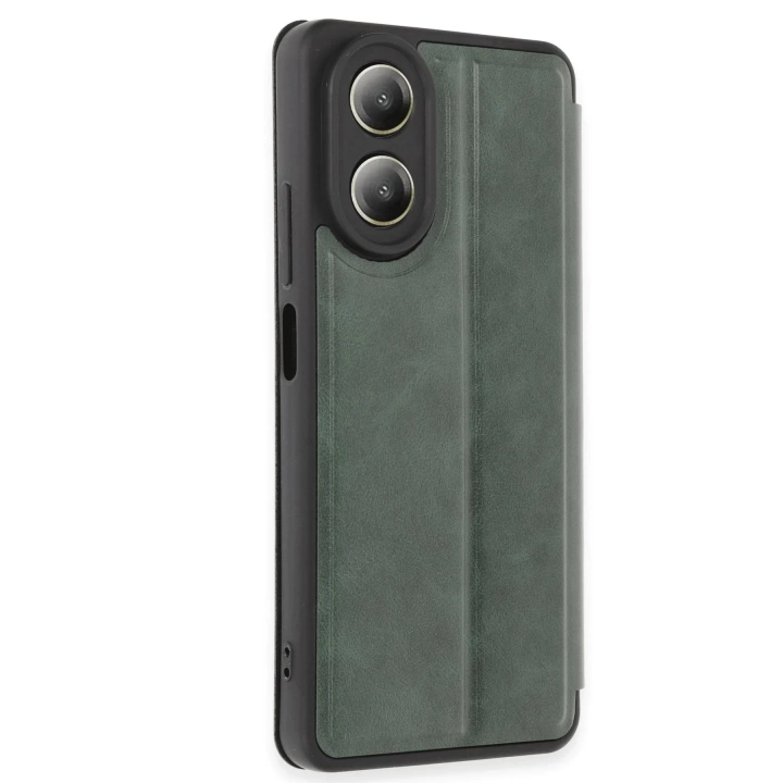 BFS  Oppo A38 Kılıf Flip Cover - Koyu Yeşil