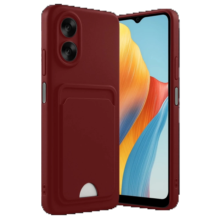 BFS  Oppo A38 Kılıf Kelvin Kartvizitli Silikon - Bordo