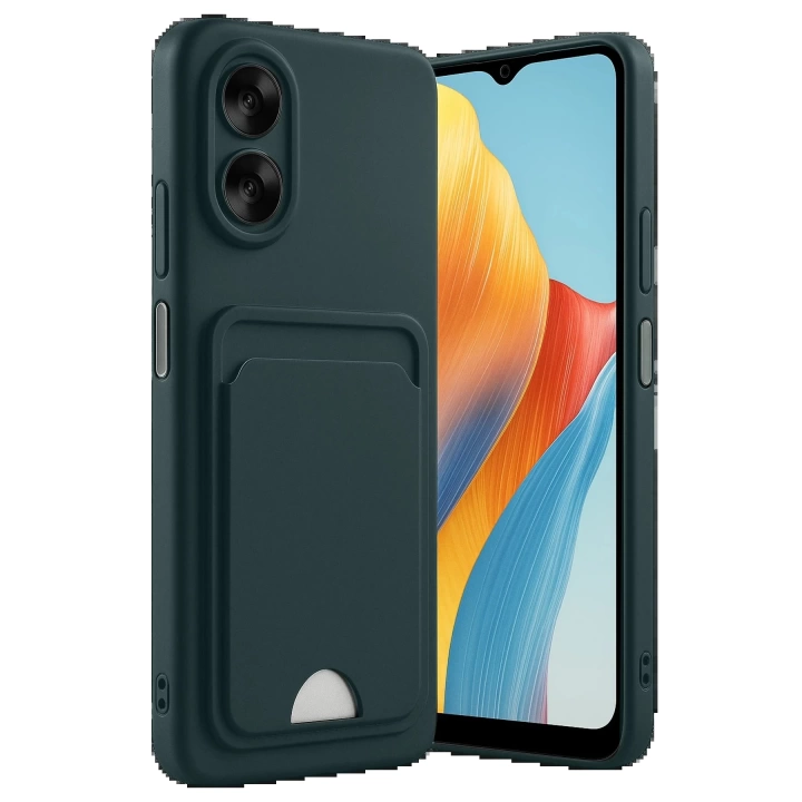 BFS Oppo A38 Kılıf Kelvin Kartvizitli Silikon - Koyu Yeşil