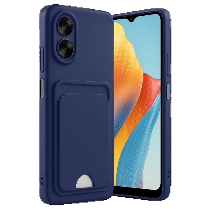 BFS  Oppo A38 Kılıf Kelvin Kartvizitli Silikon - Lacivert