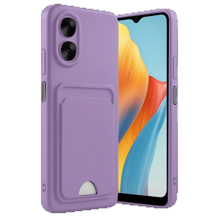 BFS  Oppo A38 Kılıf Kelvin Kartvizitli Silikon - Lila