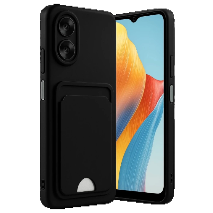 BFS  Oppo A38 Kılıf Kelvin Kartvizitli Silikon - Siyah
