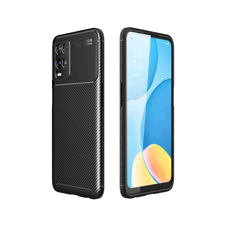 BFS  Oppo A54 4G Kılıf Auto Focus Karbon Kapak - Siyah
