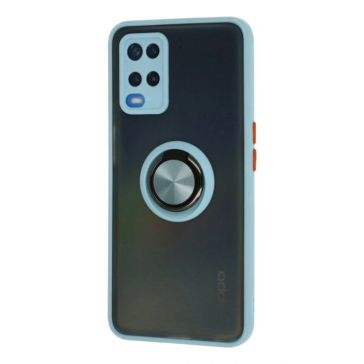 BFS  Oppo A54 4G Kılıf Montreal Yüzüklü Silikon Kapak - Buz Mavi