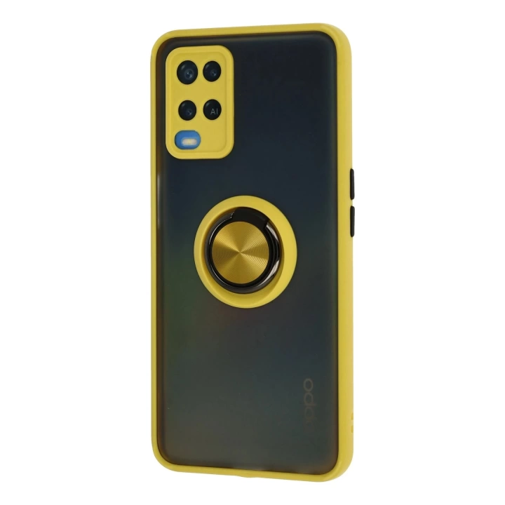 BFS  Oppo A54 4G Kılıf Montreal Yüzüklü Silikon Kapak - Sarı