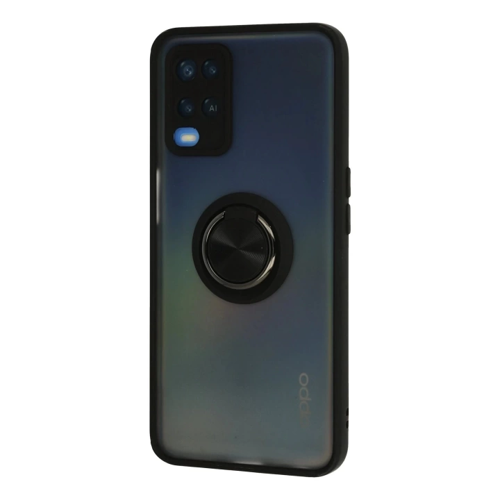 BFS  Oppo A54 4G Kılıf Montreal Yüzüklü Silikon Kapak - Siyah