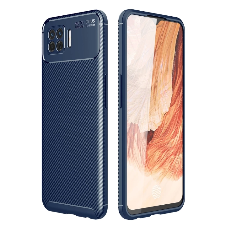 BFS  Oppo A73 Kılıf Auto Focus Karbon Kapak - Lacivert