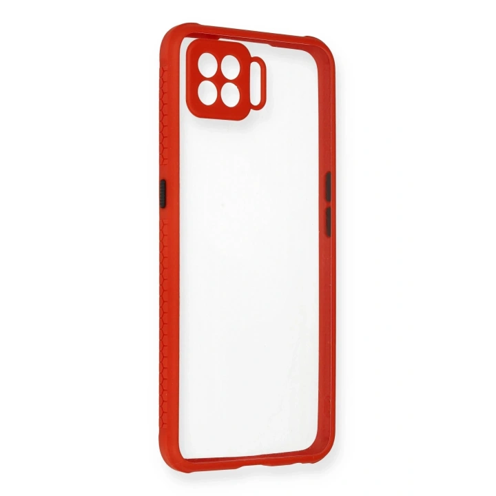 BFS Oppo A73 Kılıf Miami Şeffaf Silikon - Kırmızı