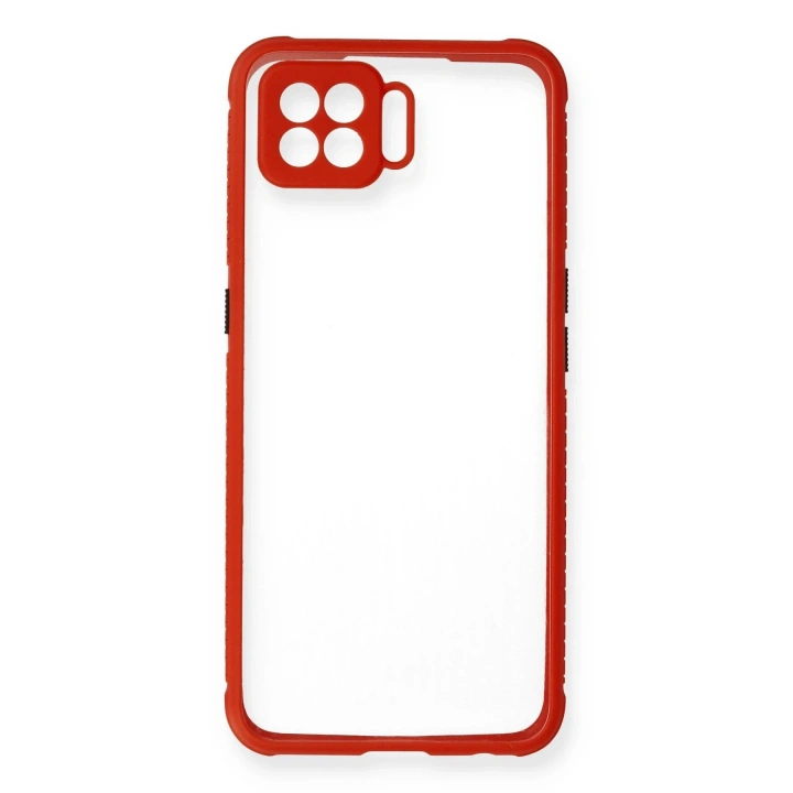 BFS Oppo A73 Kılıf Miami Şeffaf Silikon - Kırmızı