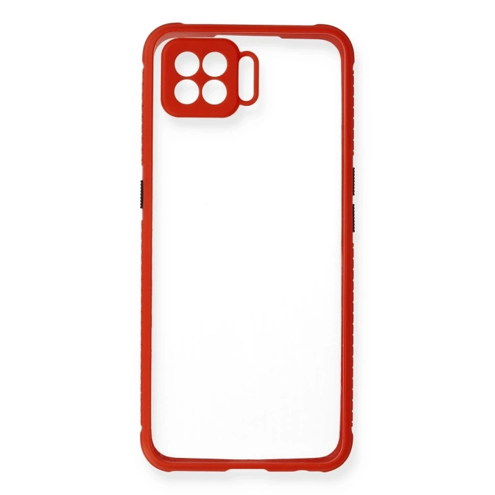 BFS  Oppo A73 Kılıf Miami Şeffaf Silikon - Kırmızı