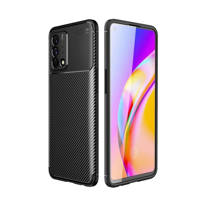 BFS  Oppo A74 4G Kılıf Auto Focus Karbon Kapak - Siyah