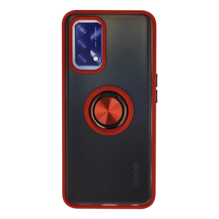 BFS  Oppo A74 4G Kılıf Montreal Yüzüklü Silikon Kapak - Kırmızı