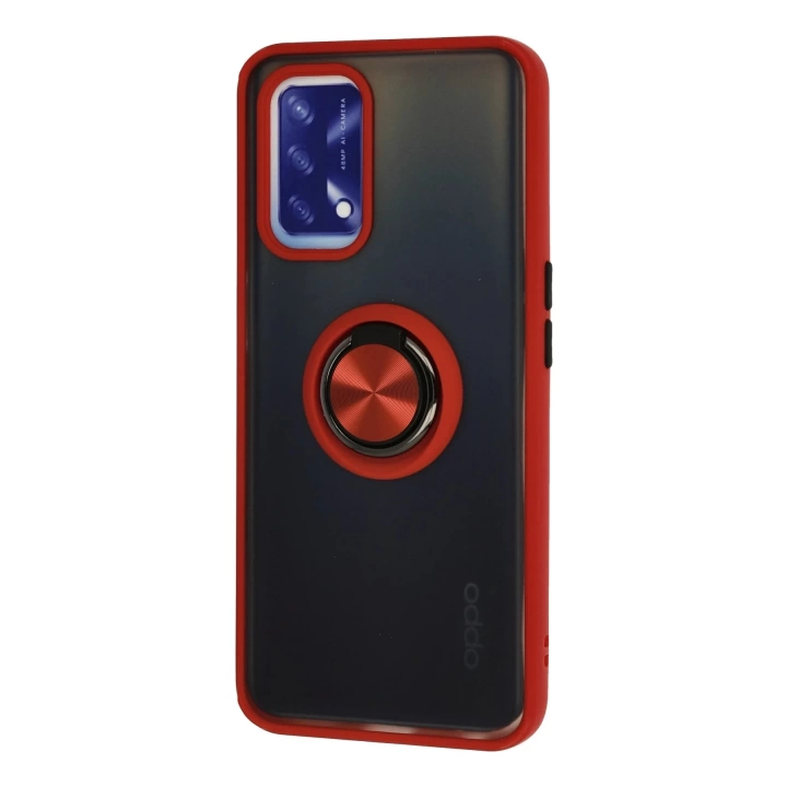 BFS  Oppo A74 4G Kılıf Montreal Yüzüklü Silikon Kapak - Kırmızı