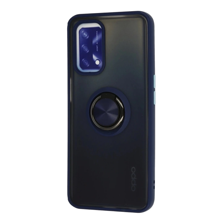 BFS  Oppo A74 4G Kılıf Montreal Yüzüklü Silikon Kapak - Lacivert
