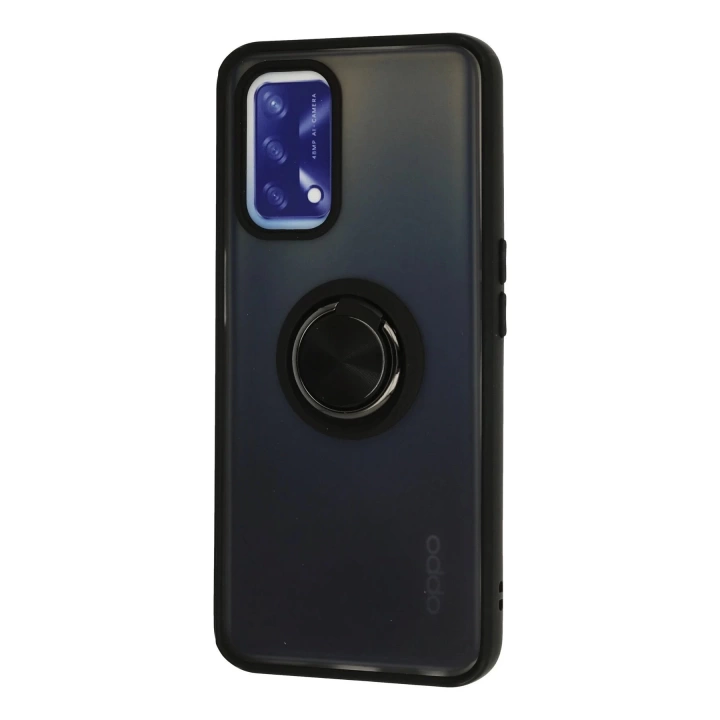 BFS  Oppo A74 4G Kılıf Montreal Yüzüklü Silikon Kapak - Siyah