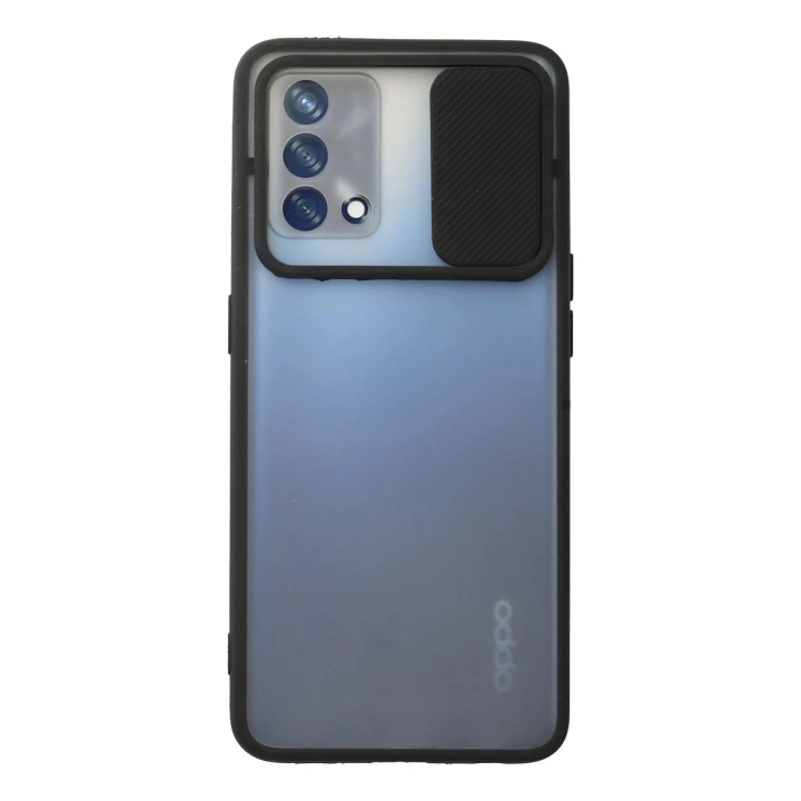 BFS  Oppo A74 4G Kılıf Palm Buzlu Kamera Sürgülü Silikon - Siyah