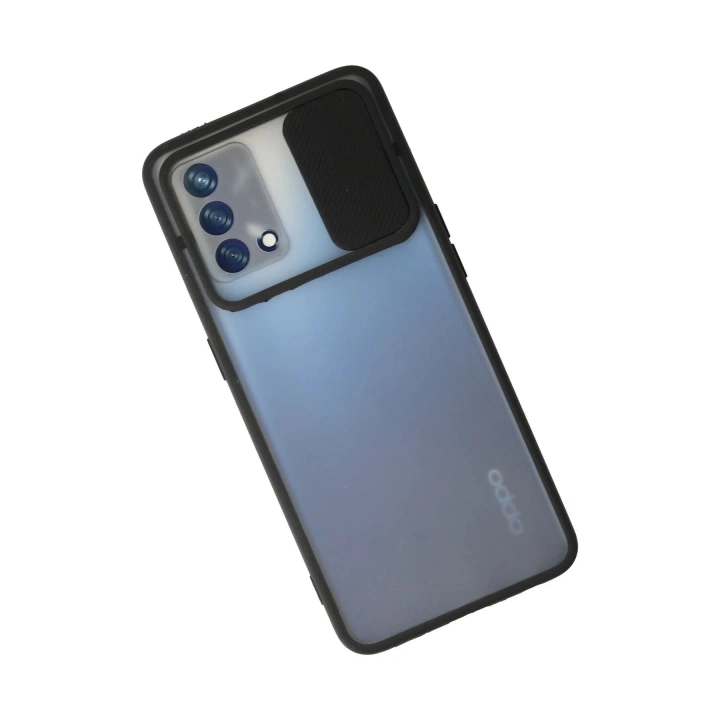 BFS  Oppo A74 4G Kılıf Palm Buzlu Kamera Sürgülü Silikon - Siyah