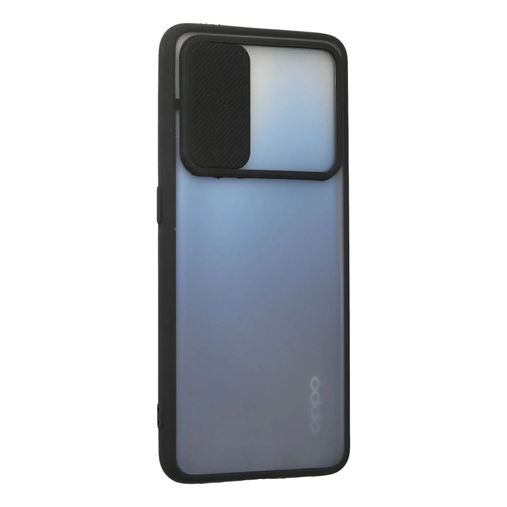 BFS  Oppo A74 4G Kılıf Palm Buzlu Kamera Sürgülü Silikon - Siyah