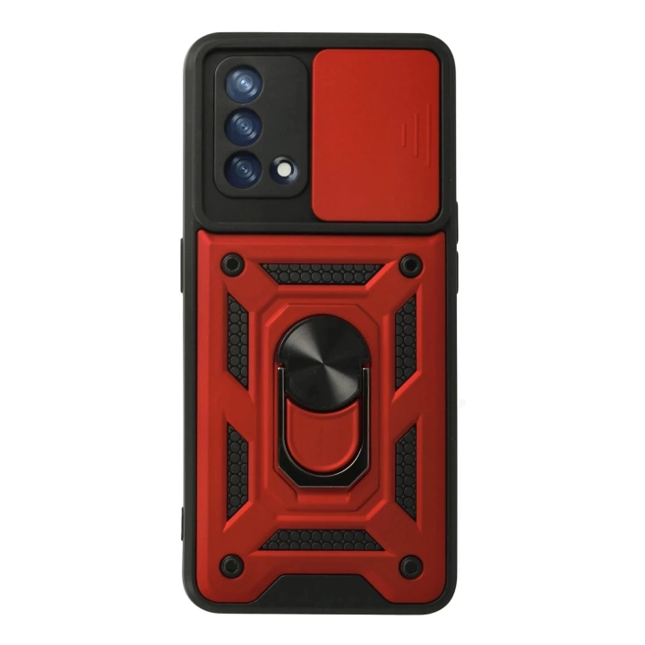 BFS  Oppo A74 4G Kılıf Pars Lens Yüzüklü Silikon - Kırmızı
