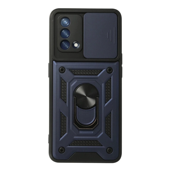 BFS  Oppo A74 4G Kılıf Pars Lens Yüzüklü Silikon - Lacivert