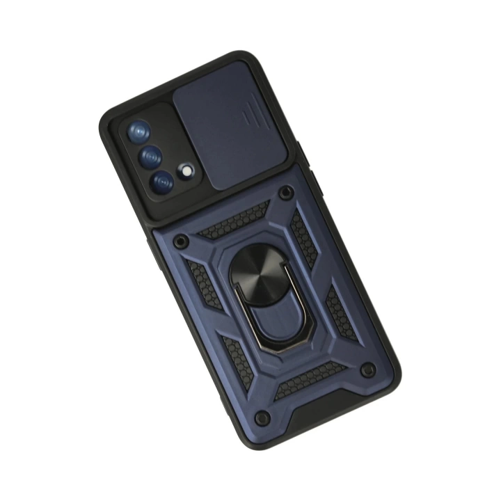 BFS  Oppo A74 4G Kılıf Pars Lens Yüzüklü Silikon - Lacivert
