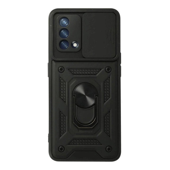 BFS  Oppo A74 4G Kılıf Pars Lens Yüzüklü Silikon - Siyah