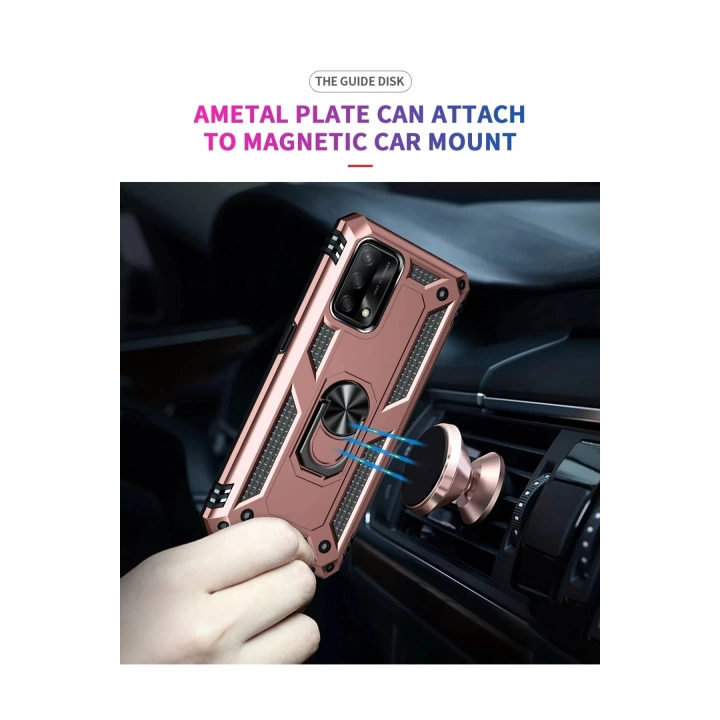 BFS  Oppo A74 4G Kılıf Sofya Yüzüklü Silikon Kapak - Rose