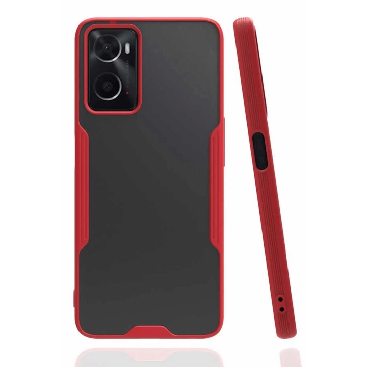 BFS  Oppo A96 Kılıf Platin Silikon - Kırmızı
