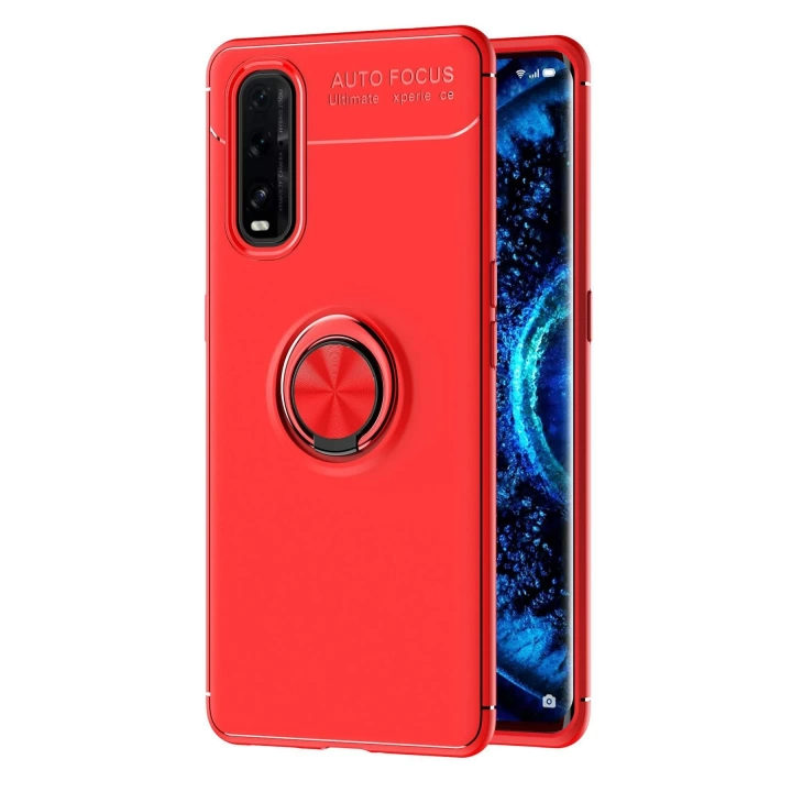BFS  Oppo Find X2 Kılıf Range Yüzüklü Silikon - Kırmızı