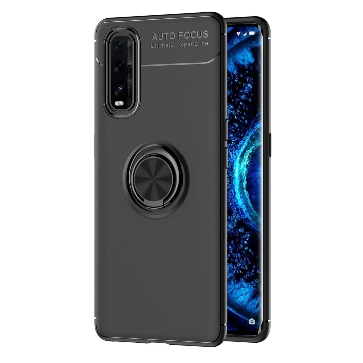 BFS  Oppo Find X2 Kılıf Range Yüzüklü Silikon - Siyah