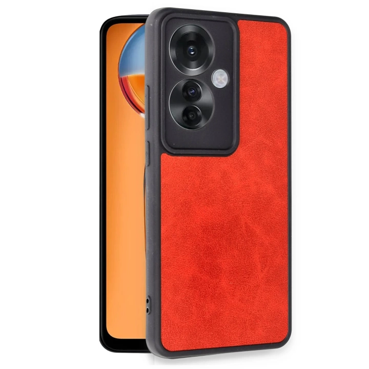 BFS  Oppo Reno 11F Kılıf Aras Deri Kapak - Kırmızı